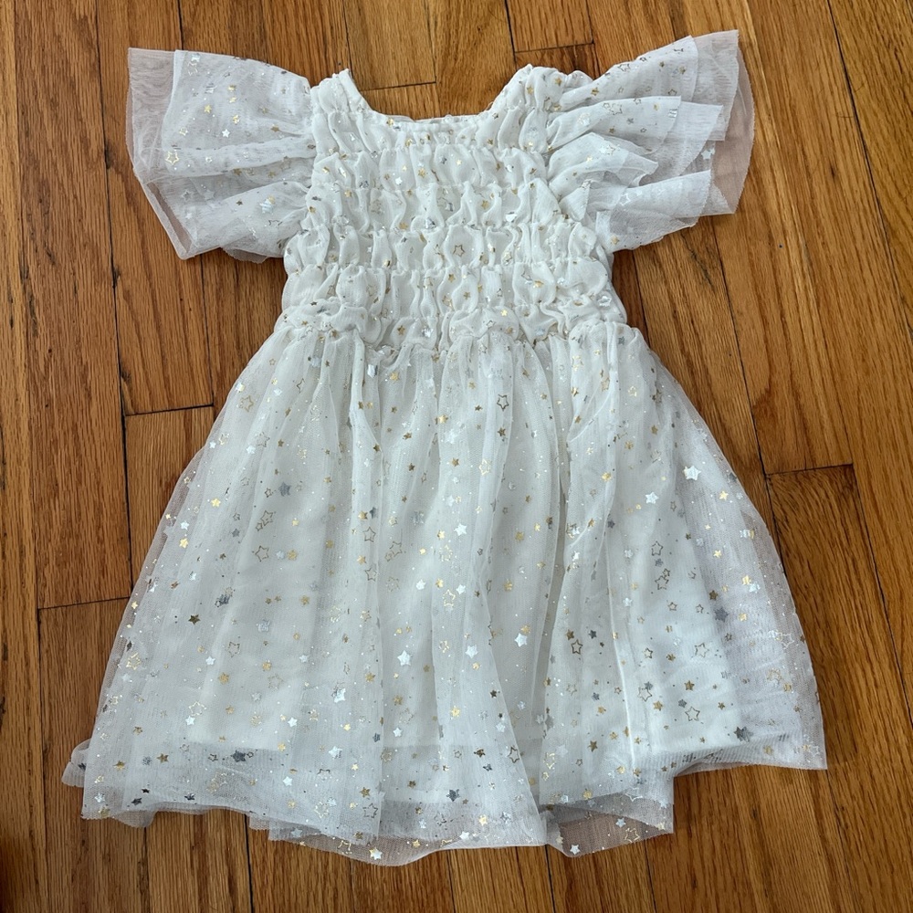 Carter's White and Gold Starry Kids Formal Dress